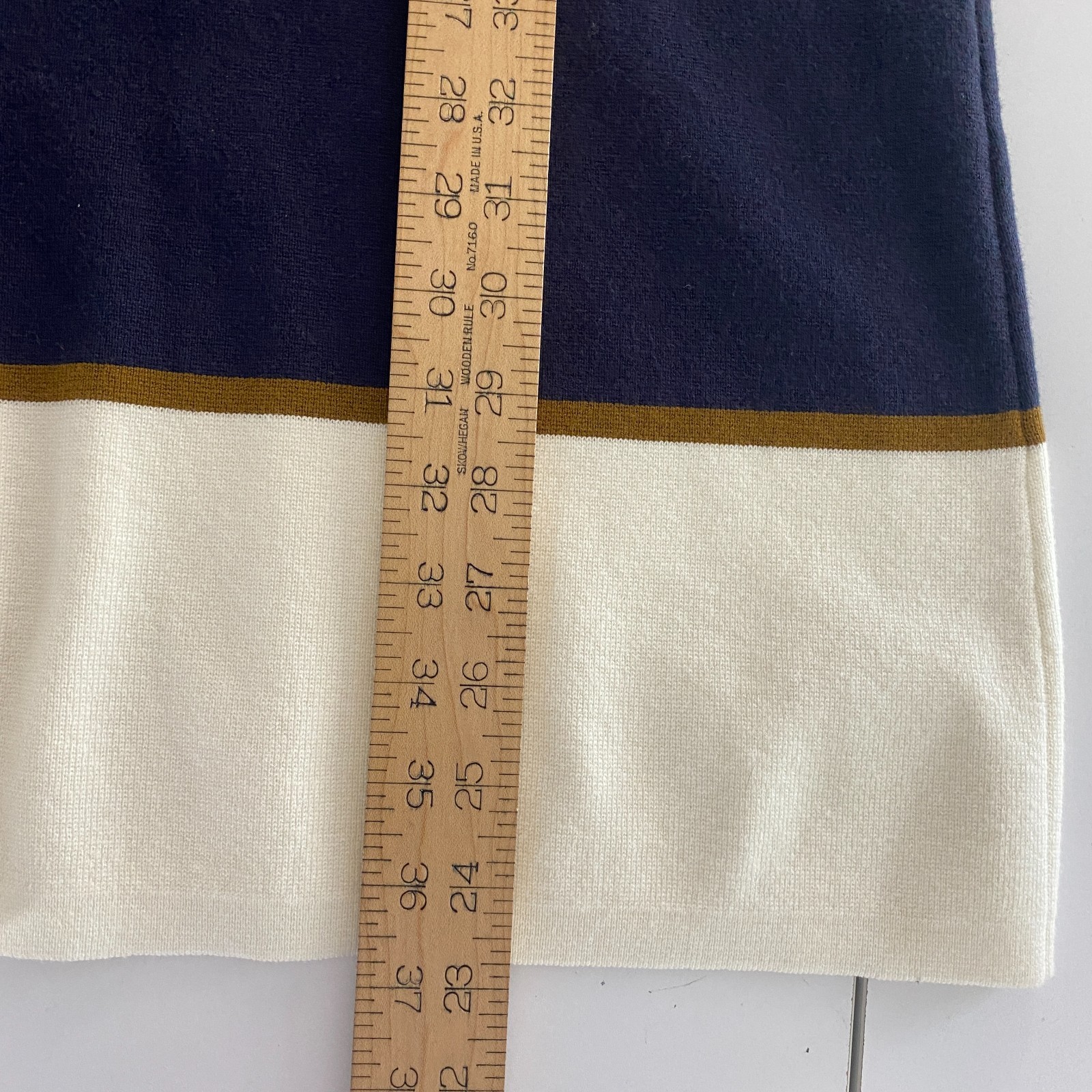 Ann Taylor Colorblock Sweater Dress Size Medium Long Sleeve Navy Cream