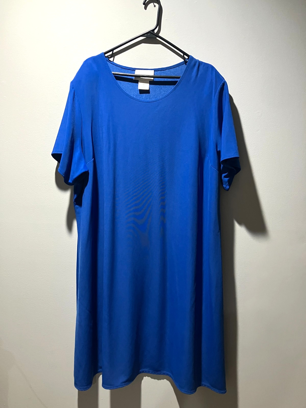 Susan Graver Women’s Plus Size 3X Dress Midi Fit & Flare Knit Liquid Blue EUC