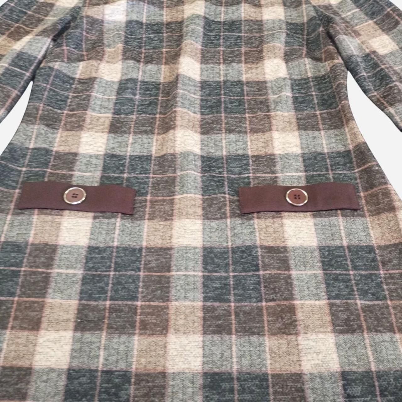 Connected Apparel Plaid Shift Dress Brown Multi Size 4