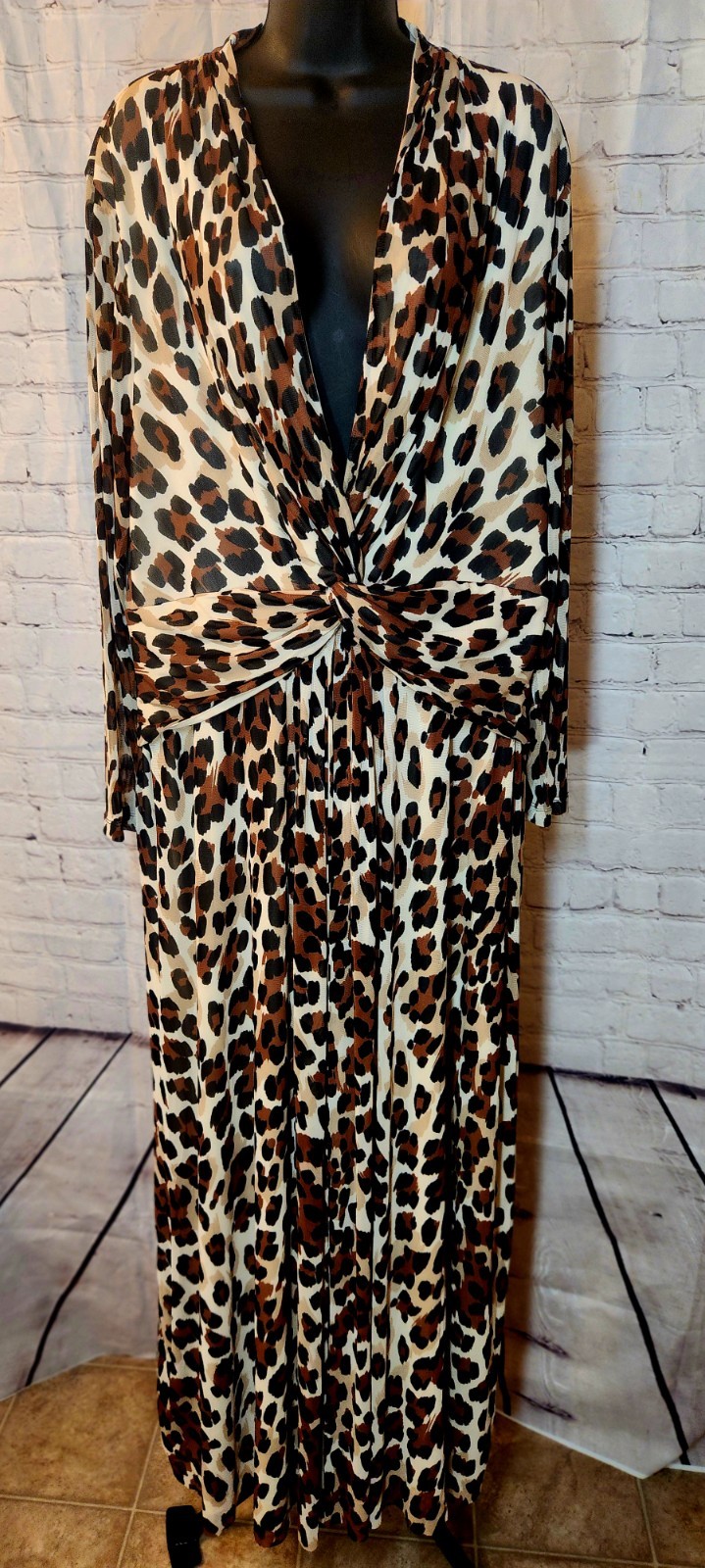 Anne Klein Leopard Print Twist Front Maxi Dress (Plus size 18W)