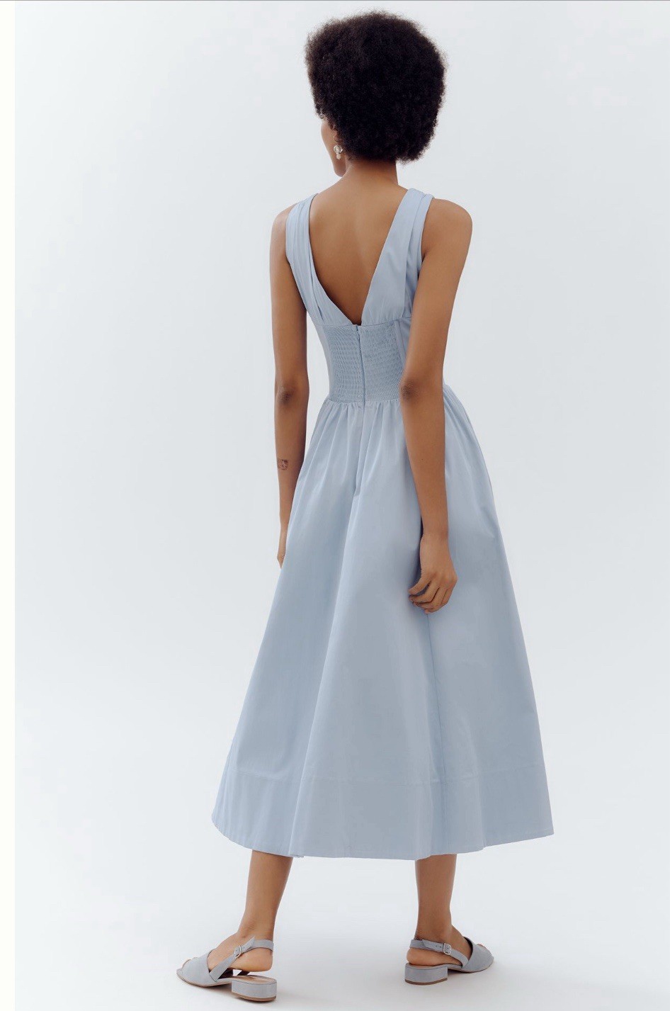 Anthropologie ASTR The Label Midi Dress Blue Maili Preppy Vacay Boho Small NWT