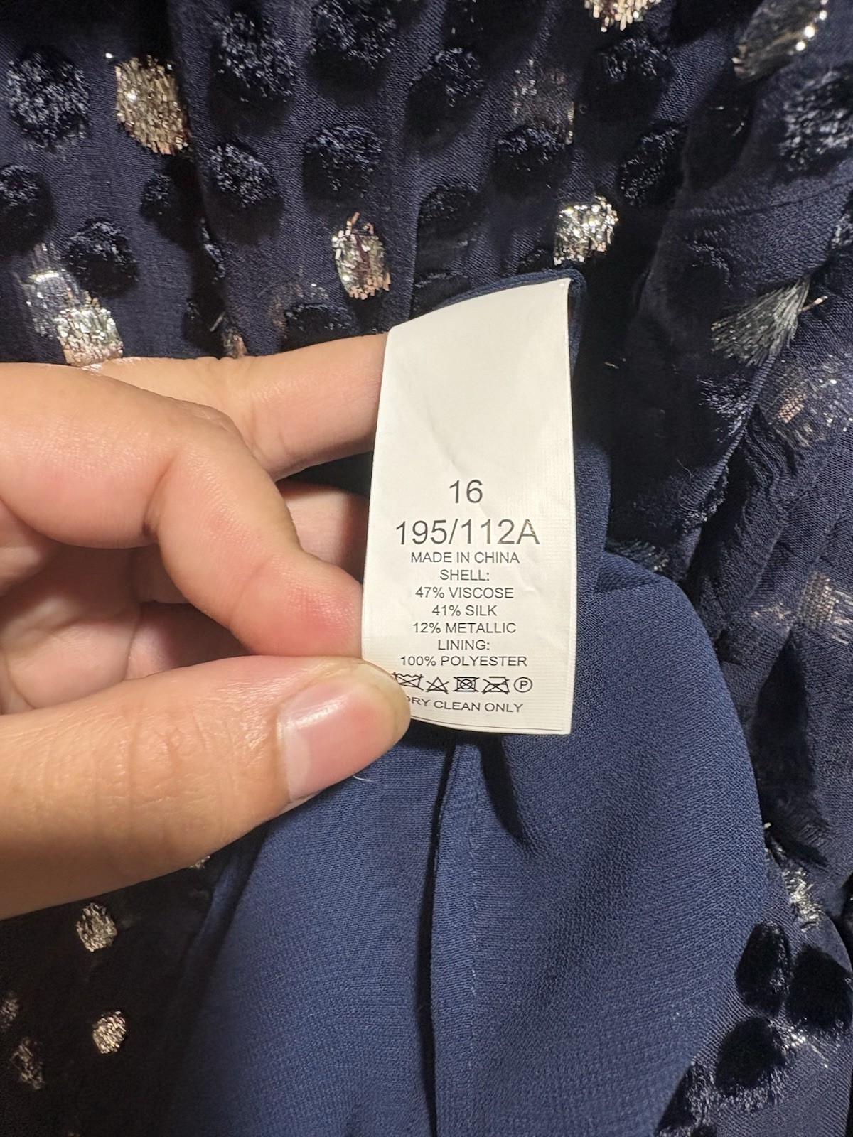 Kate Spade New York Navy Velvet Silver Dot Mini Dress Long Sleeve Size 16