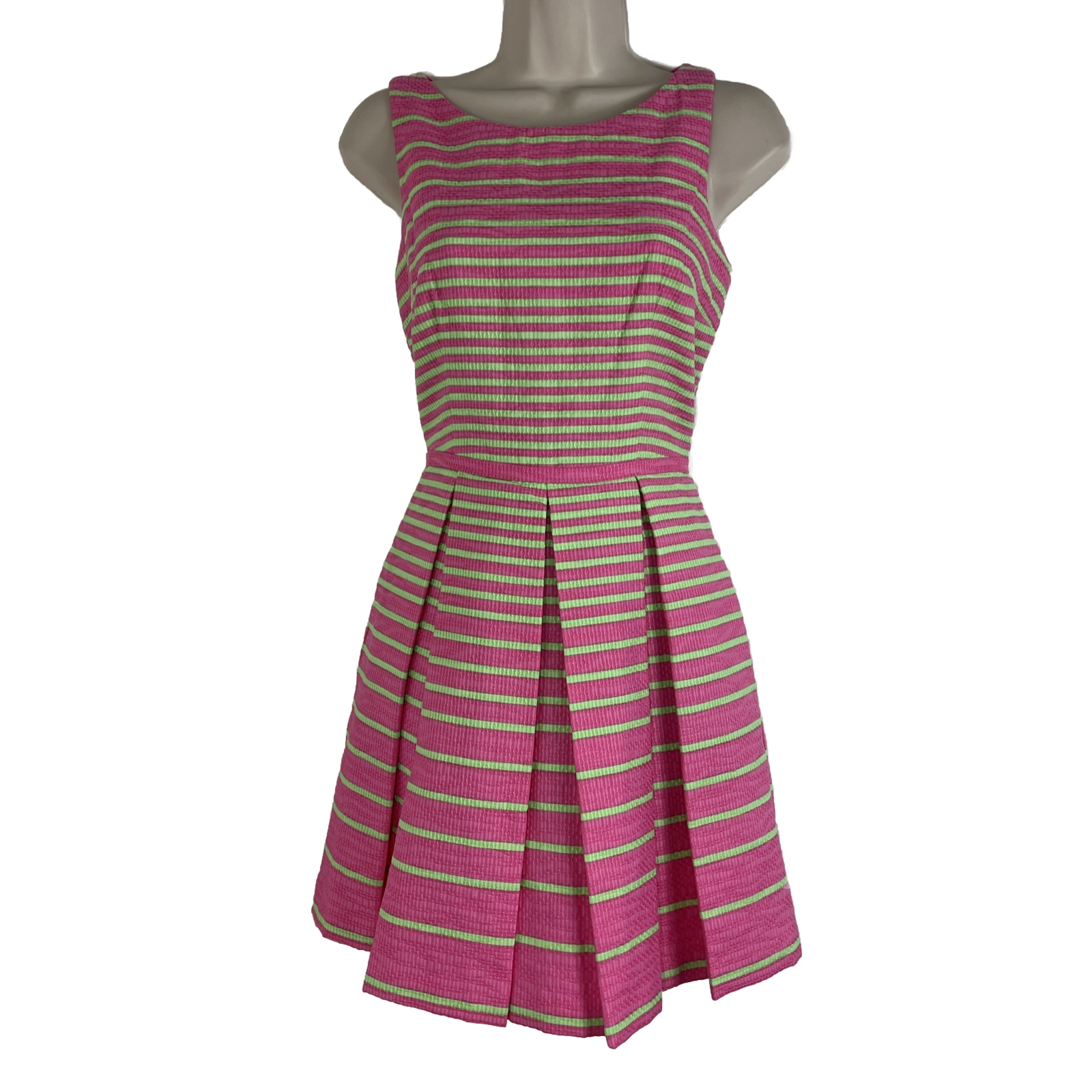 Taylor Fit & Flare Dress Women’s Size 2 Sleeveless Pink Striped Above Knee Mini