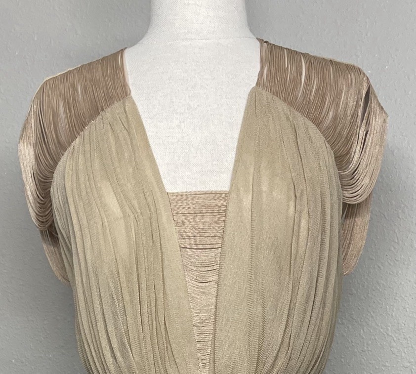 Catherine Deane Pleated Fringe Back Midi Dress – Size US 6 / UK 10