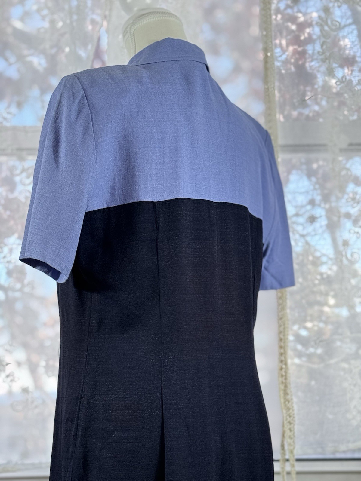 Vintage USA Acetate Blend Midi Dress Structured Short Sleeves Dress Classic