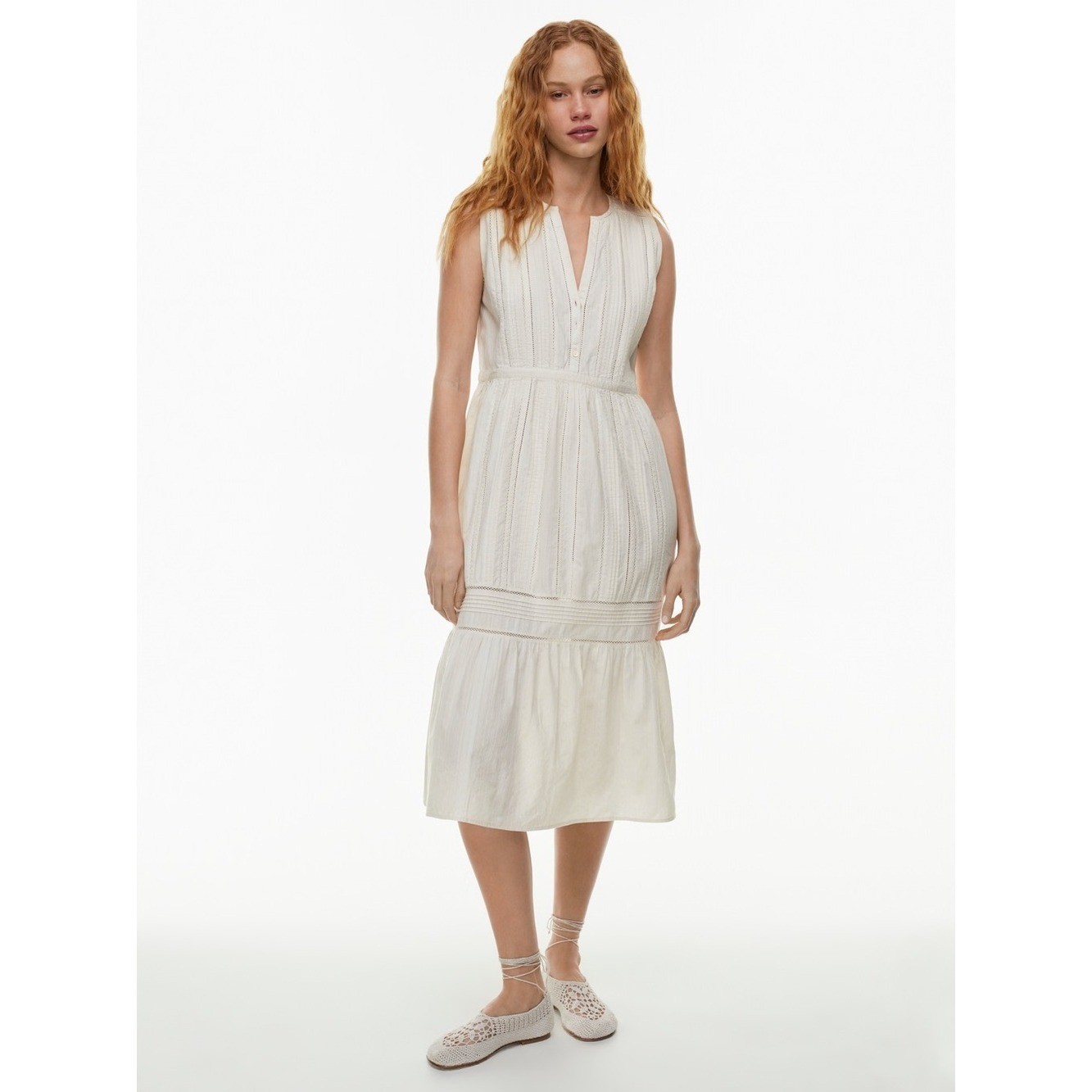 Aritzia || Little Moon Tour Dress Cotton Button Up Midi Ivory Cream Small