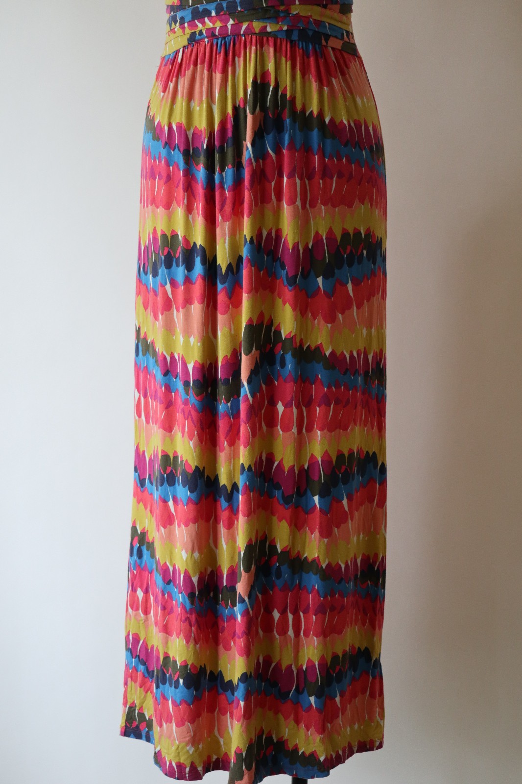 Boden Pink Blue Rainbow Stretchy Jersey Knit Sleeveless Long Maxi Dress Women 6R