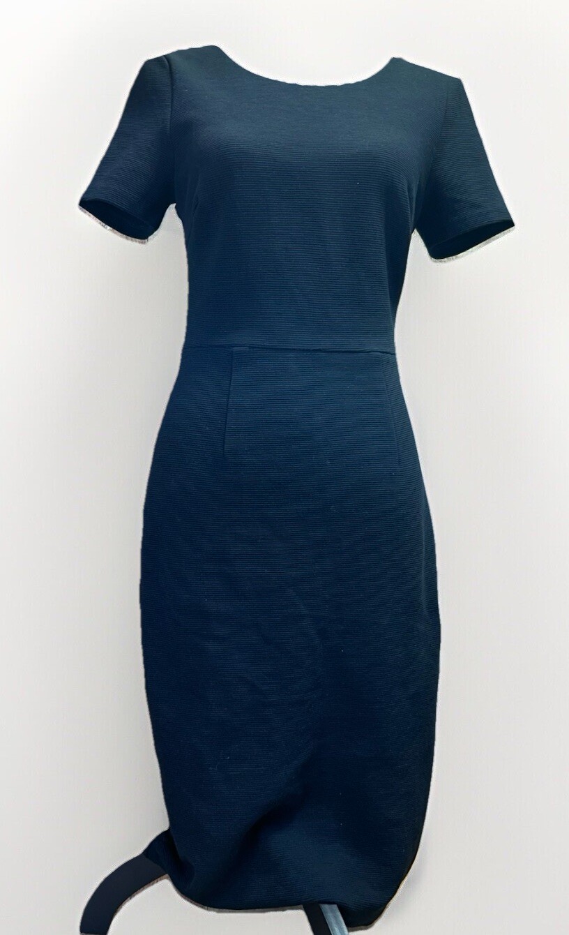 Boden Elsa Ottoman Black Dress Ribbed Scoop Back Zip Bodycon Women’s Size 6R