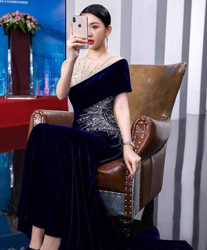 Gorgeous Shine Sequins Bodycon Fishtail Gown Cocktail Velvet Evening Dresses