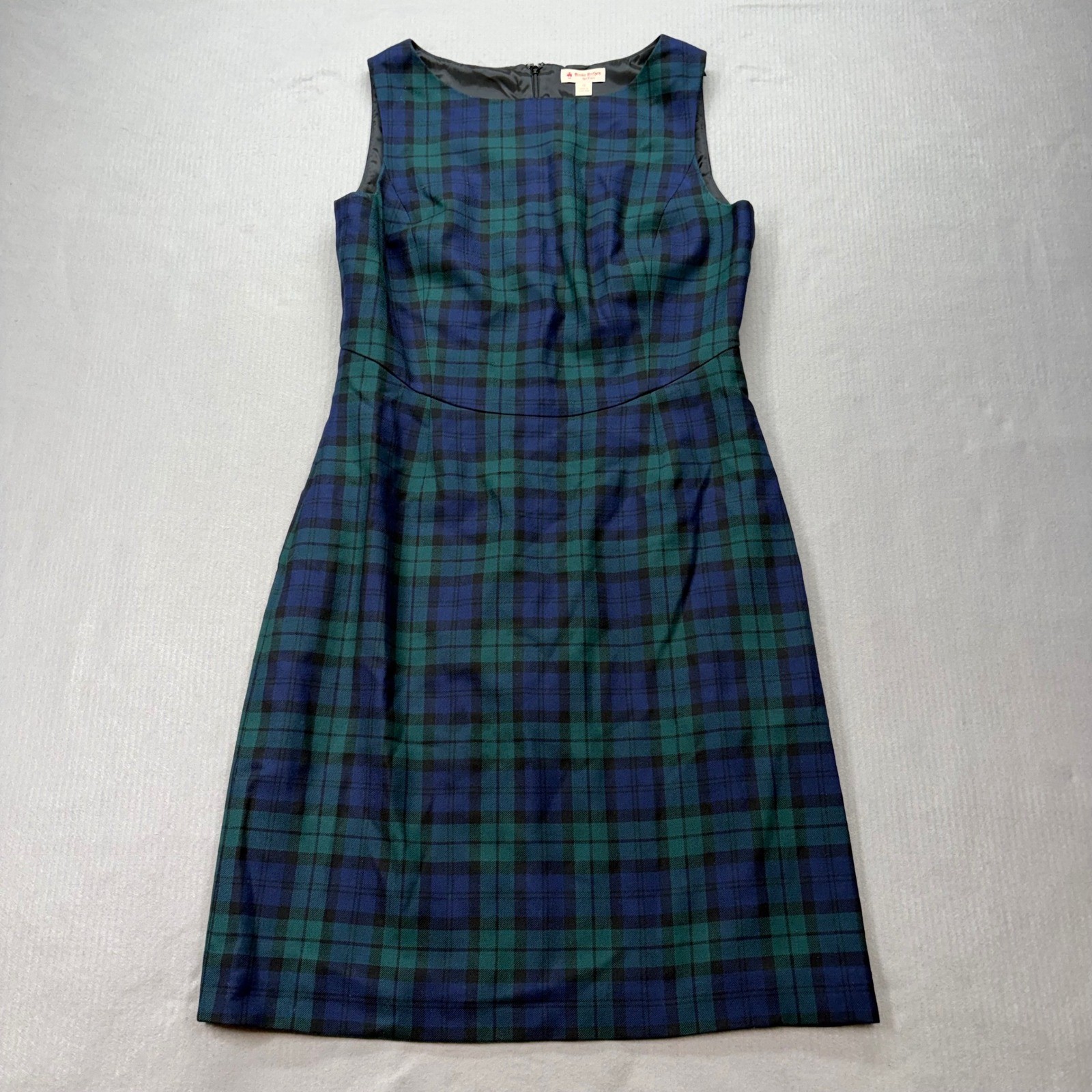 Brooks Brothers Dress Womens 12 Blue Green Plaid Red Fleece Black Watch Sheath