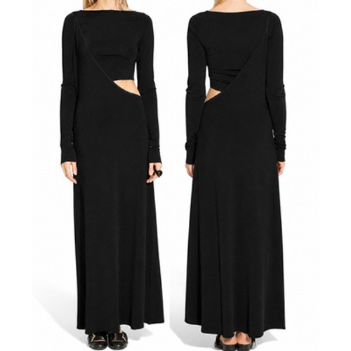 Paris Georgia Lola Black Cutout Maxi Dress Gallery Opening Quiet Luxury S NWT