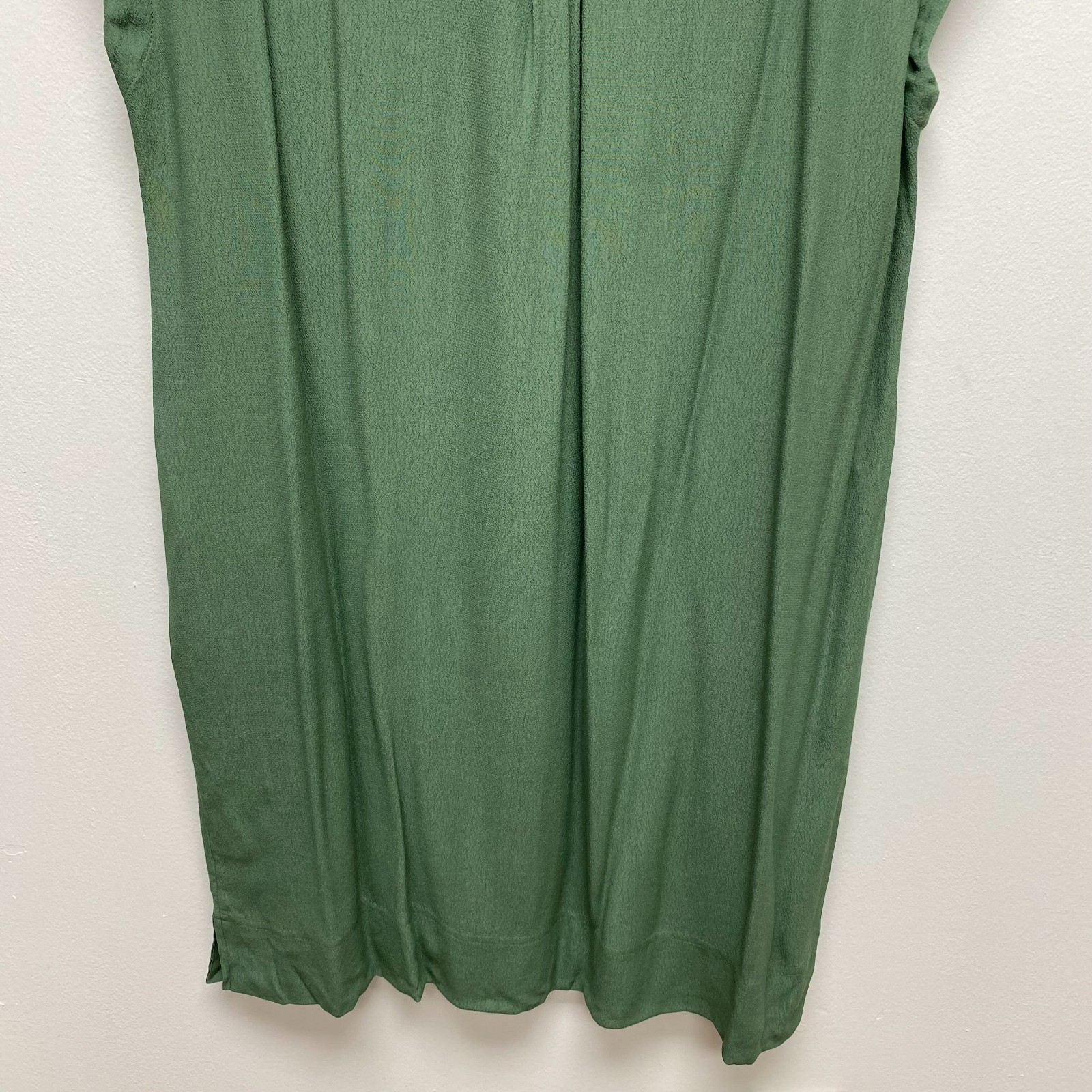 J Crew Womens Green Solid Keyhole Neck Cap Sleeve Pockets Easy Tunic Dress XXL