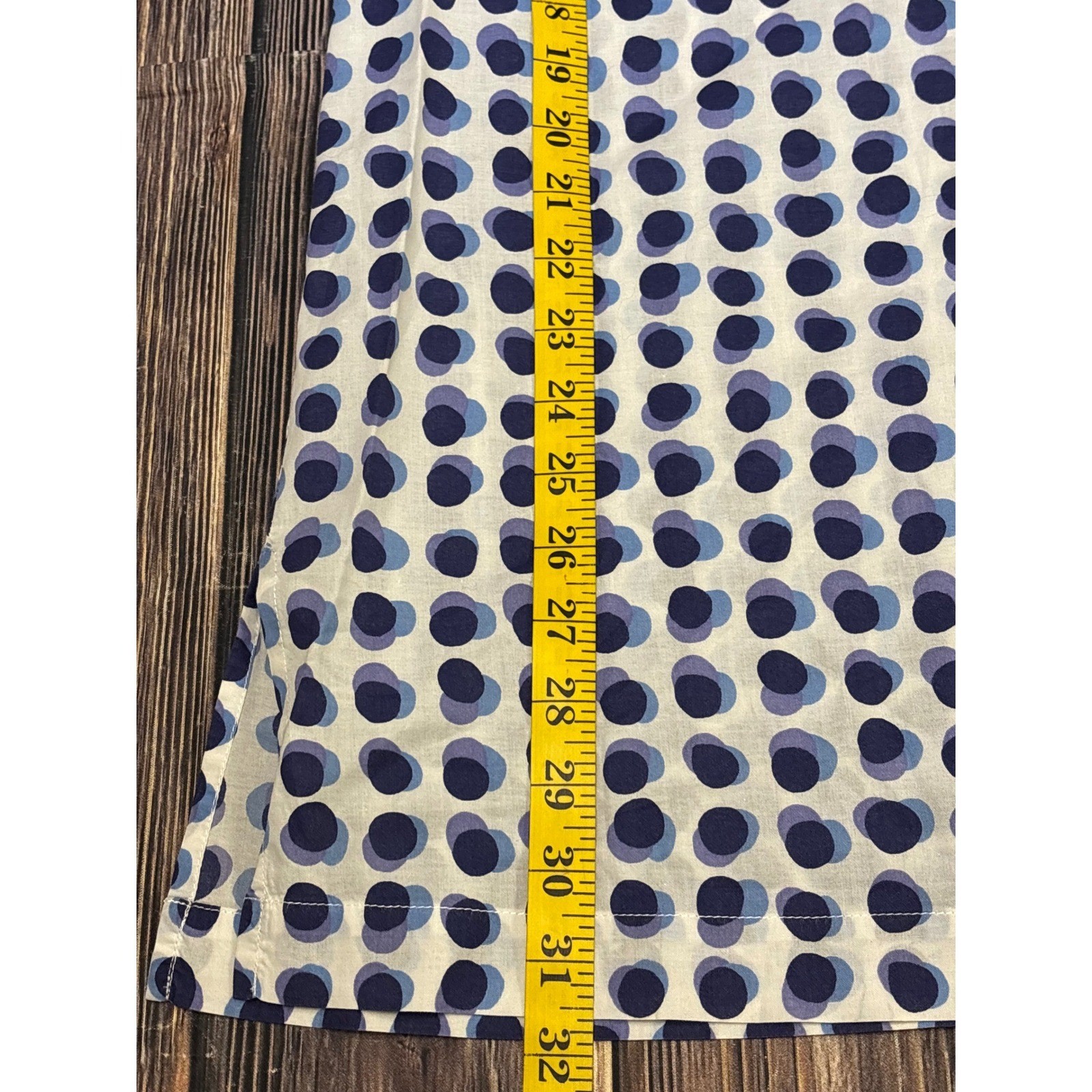 Boden Tunic Top Womens US 6R Blue Purple Polka Dot Cotton Crochet Trim Boho