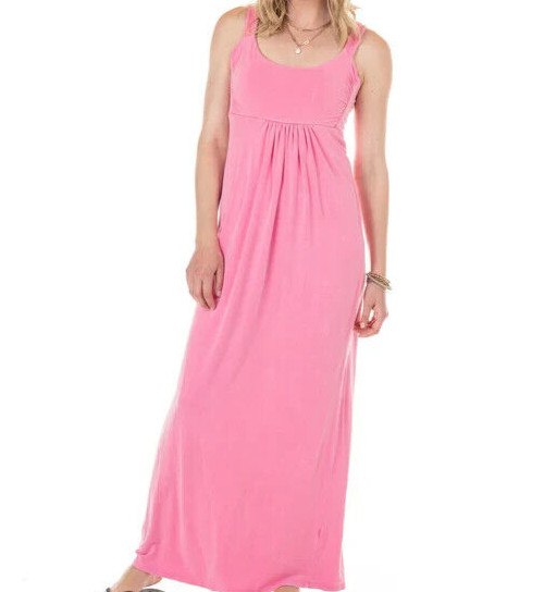 FRESH PRODUCE Large Cosmos Pink Stretch MALIBU Maxi Dress $92 NWT New L