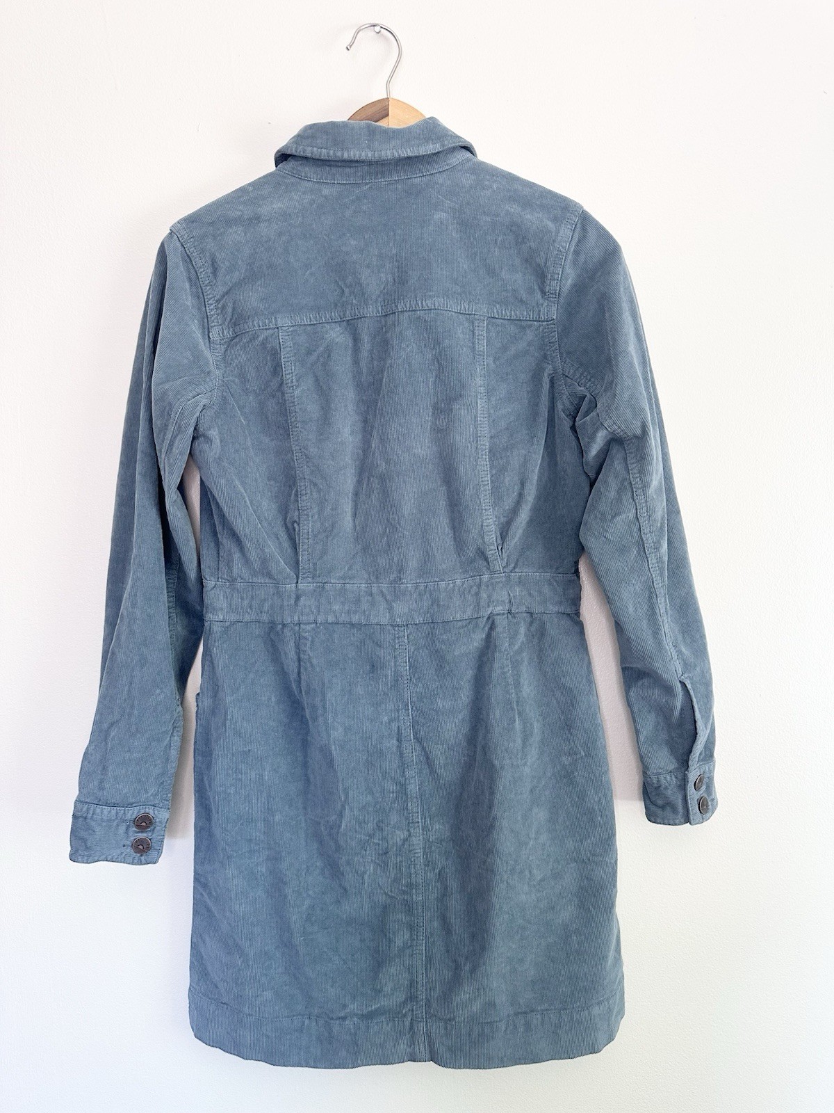 Faherty Cord Stretch Michelle Shirt Dress Corduroy Blue Sz S Organic Cotton NWT