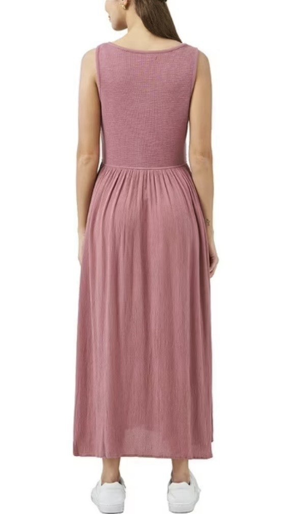 Frye Mauve Pink Button Front Midi Tank Dress Size Large