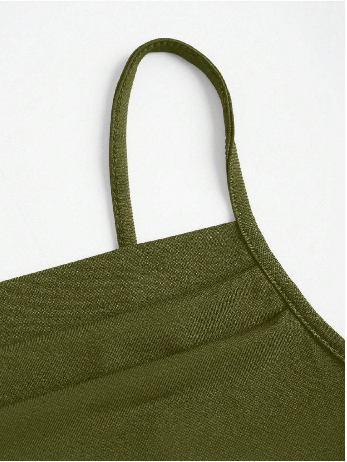 Army Green MOD Solid Ruched Mermaid Hem Cami Dress Sz XS S M L