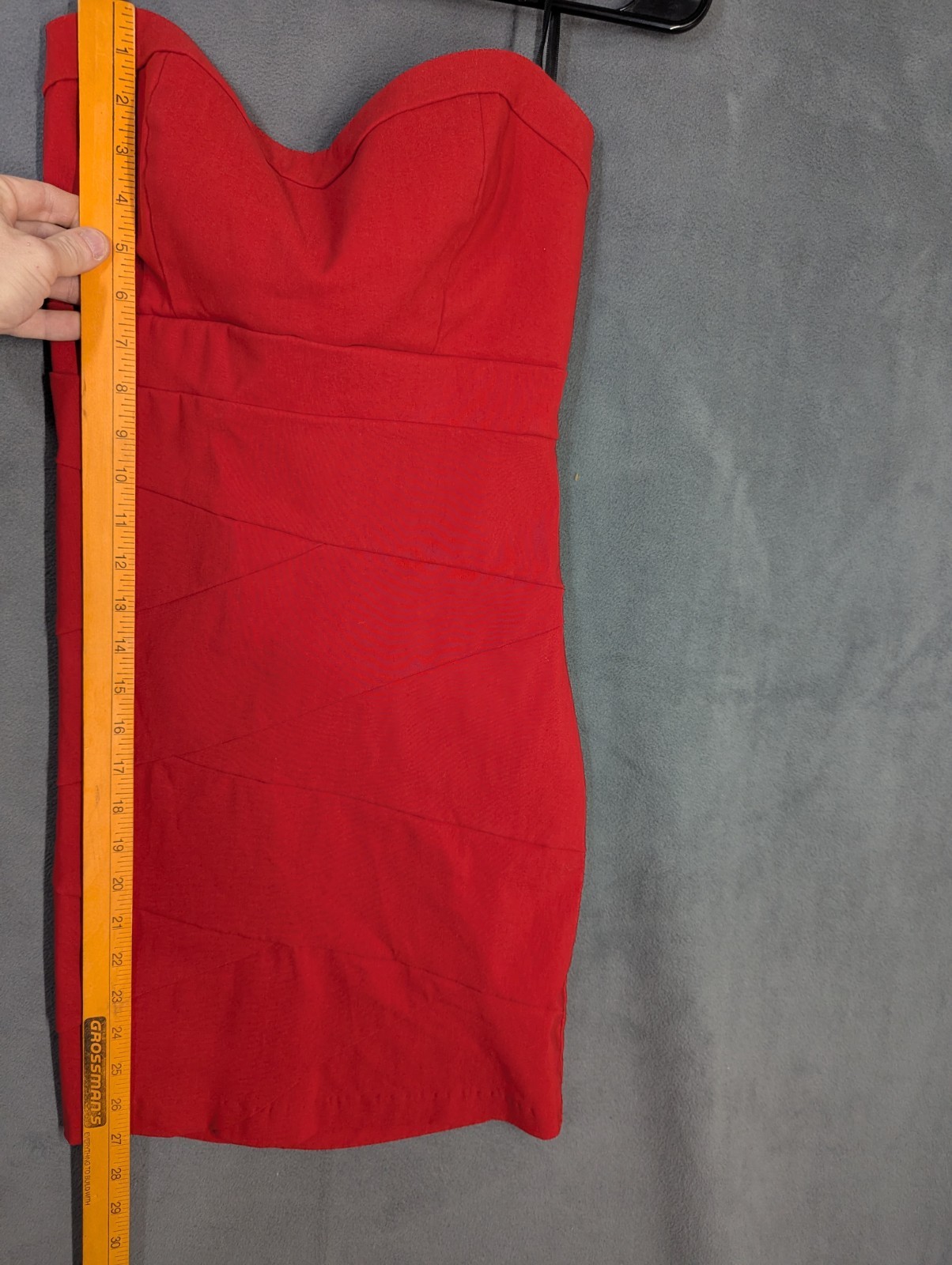 DEB Dress Medium Red Mini Strapless Bodycon 2000s Y2K Vintage