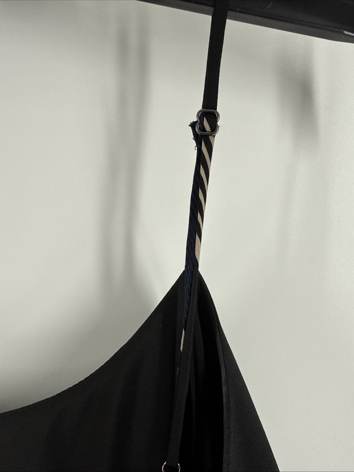 Halston Heritage Black Blue Cream Cami Strap Asymmetrical Dress Flowy Medium