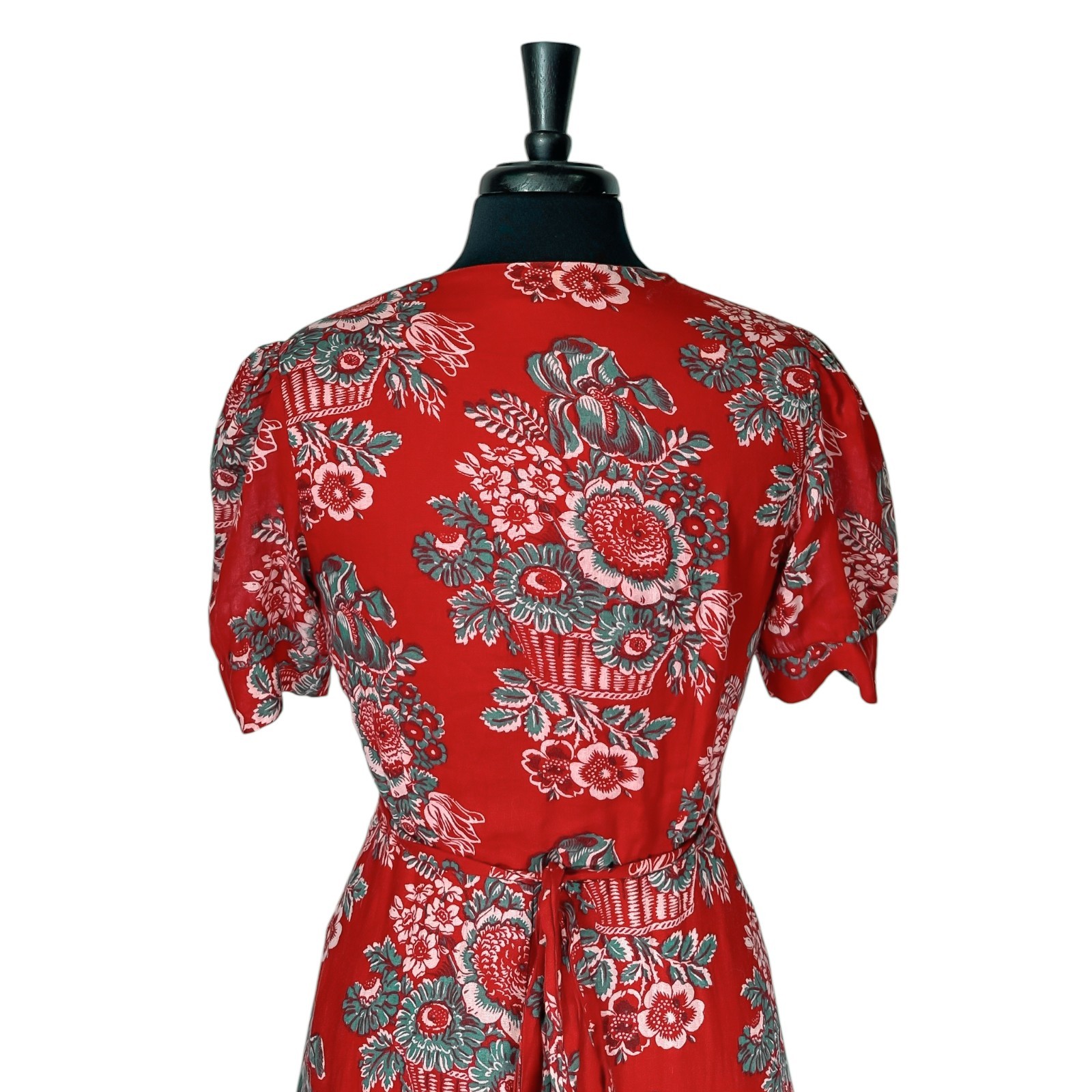 Denim & Supply Ralph Lauren Womens M Red Floral Wrap Dress Cotton Boho Ruffle