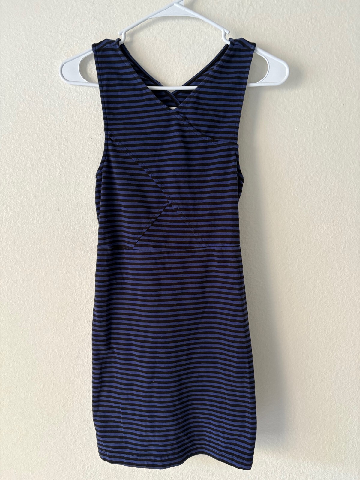 American Eagle Women Dress size S cut out in the back color Black/Blue striped