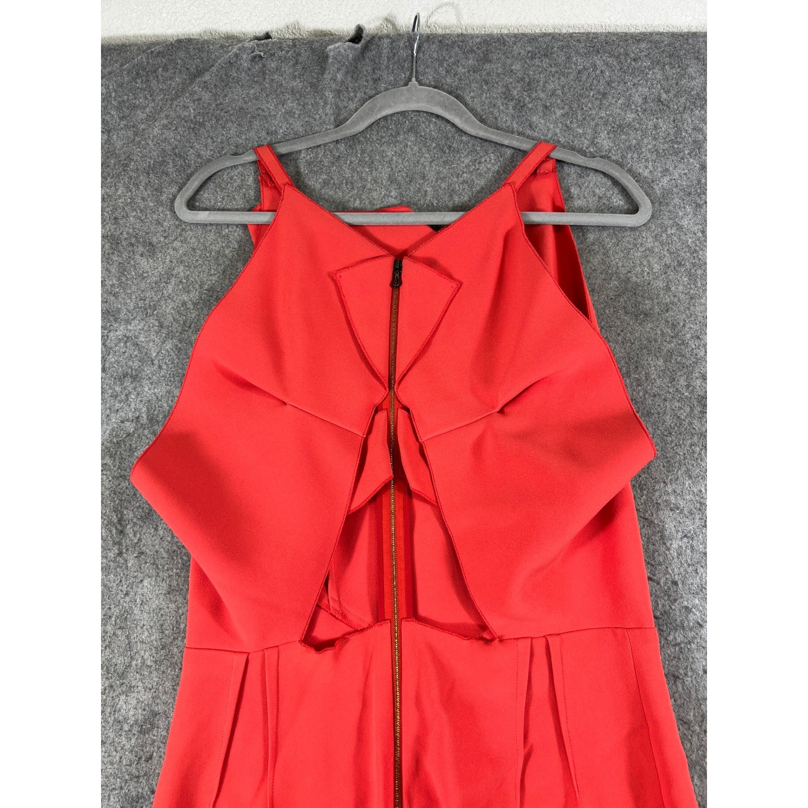 Roland Mouret Red Sleeveless Cut-Out Back Midi Dress Minimalist France Size 6