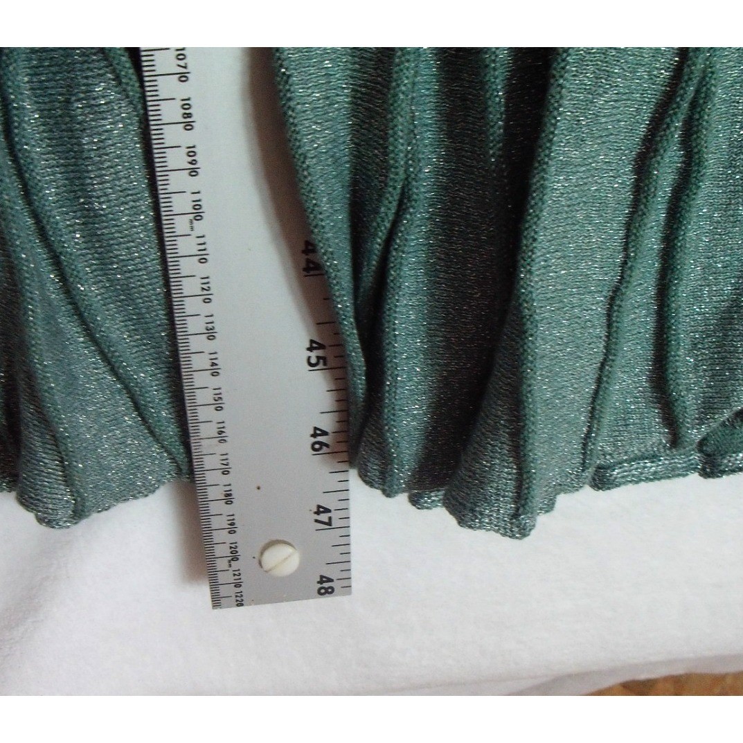 Soft Surroundings Green Silver Metallic Pleats Shimmer Midi Dress Size PS NWT