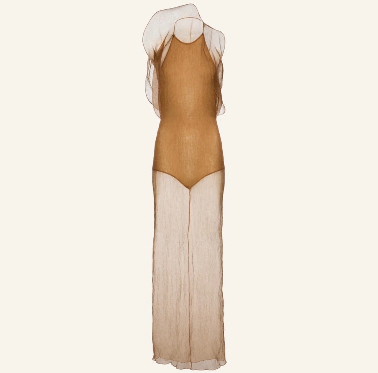 Magda Butrym Brown Silk Organza Dress Size FR 34