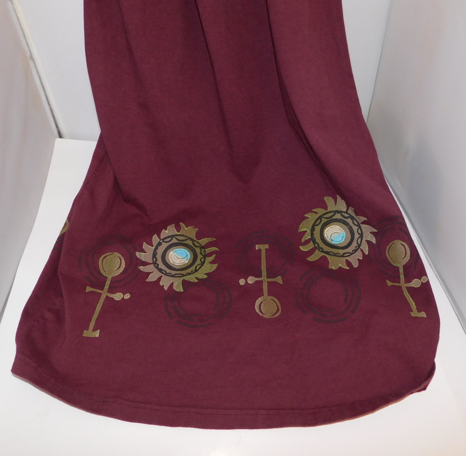 New Age Dress & Jacket Hand painted Sun & Egyptian Ankh sz S Boho