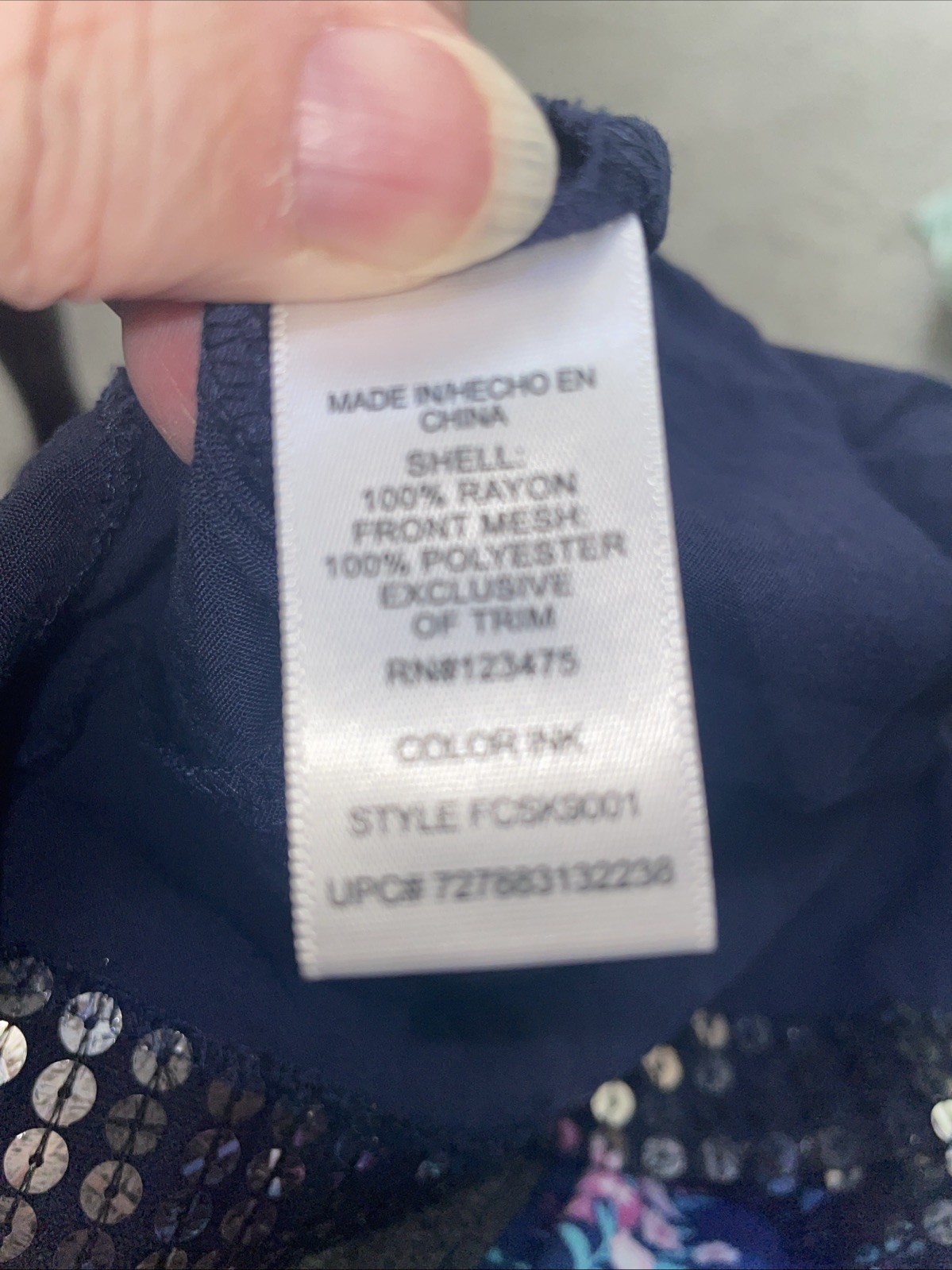 French Connection Navy Blue Sequin Front Exposed Zipper Back Dress Size Medium