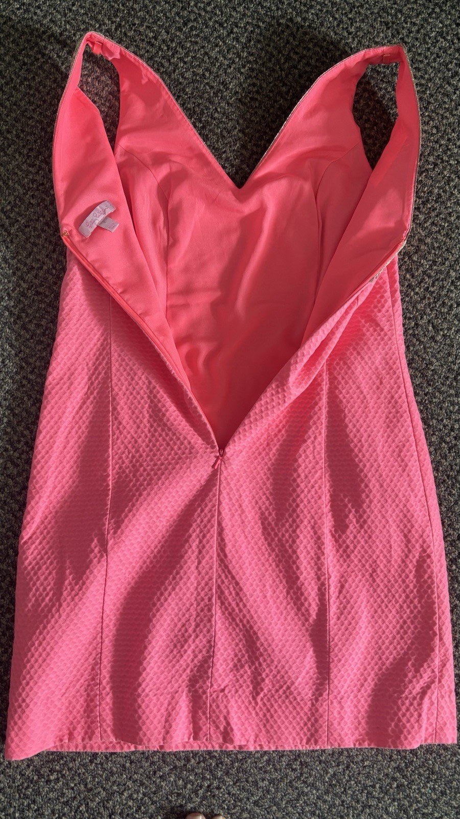 LILLY PULITZER Junie Shift Dress Coral Reef Pink METALLIC Gold TRIM Sz 2