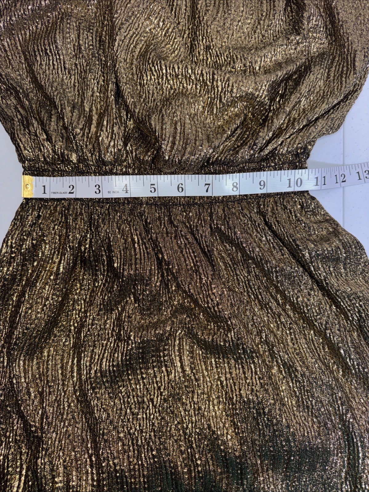 Gianni Bini Gold Metallic Strapless Maxi Cocktail Dress Size Medium Party Club
