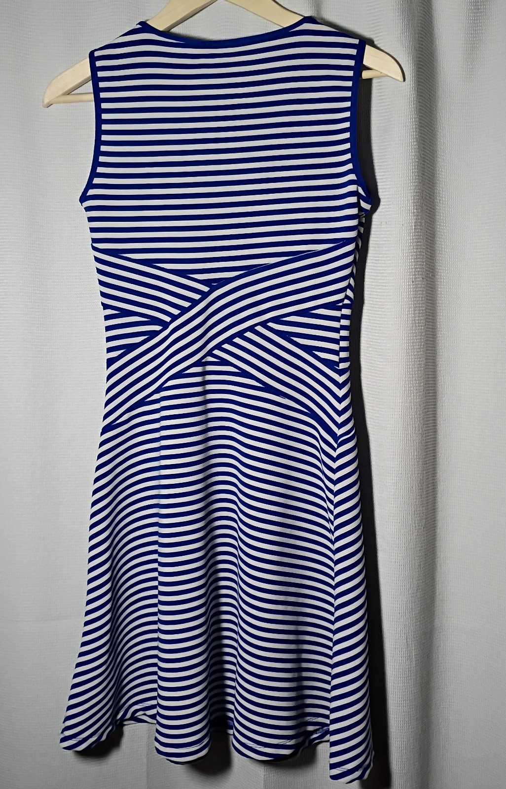 Trulli Fit & Flare Royal blue and white striped dress sz Small