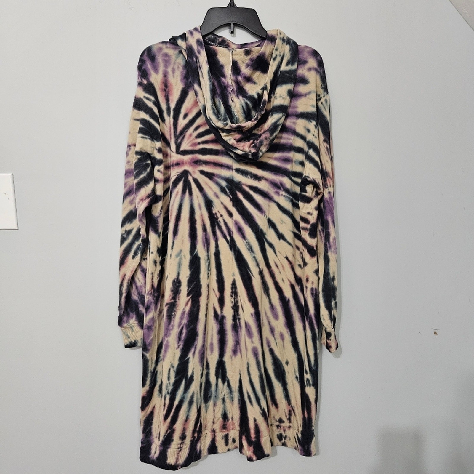 Torrid Tie Dye Hooded Knit Dress Rayon Stretch Purple Beige Boho Cozy Pocket 1x