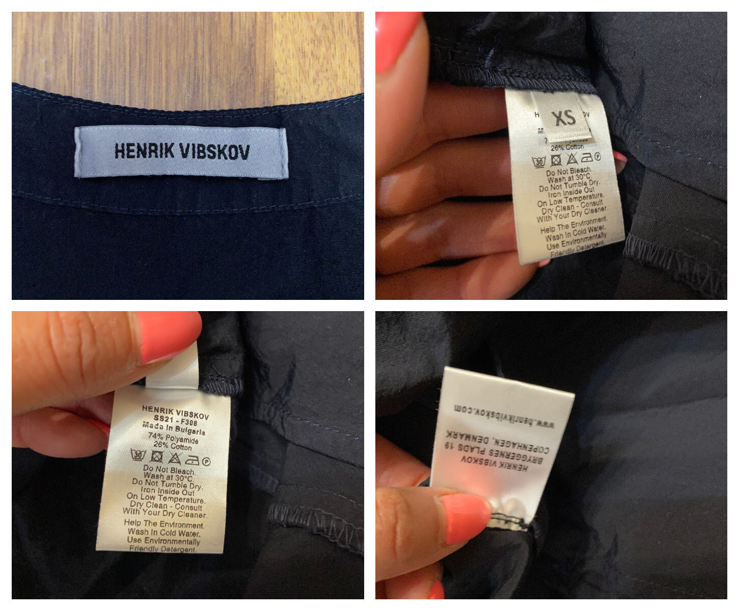 HENRIK VIBSKOV DARK NAVY NYLON COTTON RUFFLE DRESS BLAZE-XS