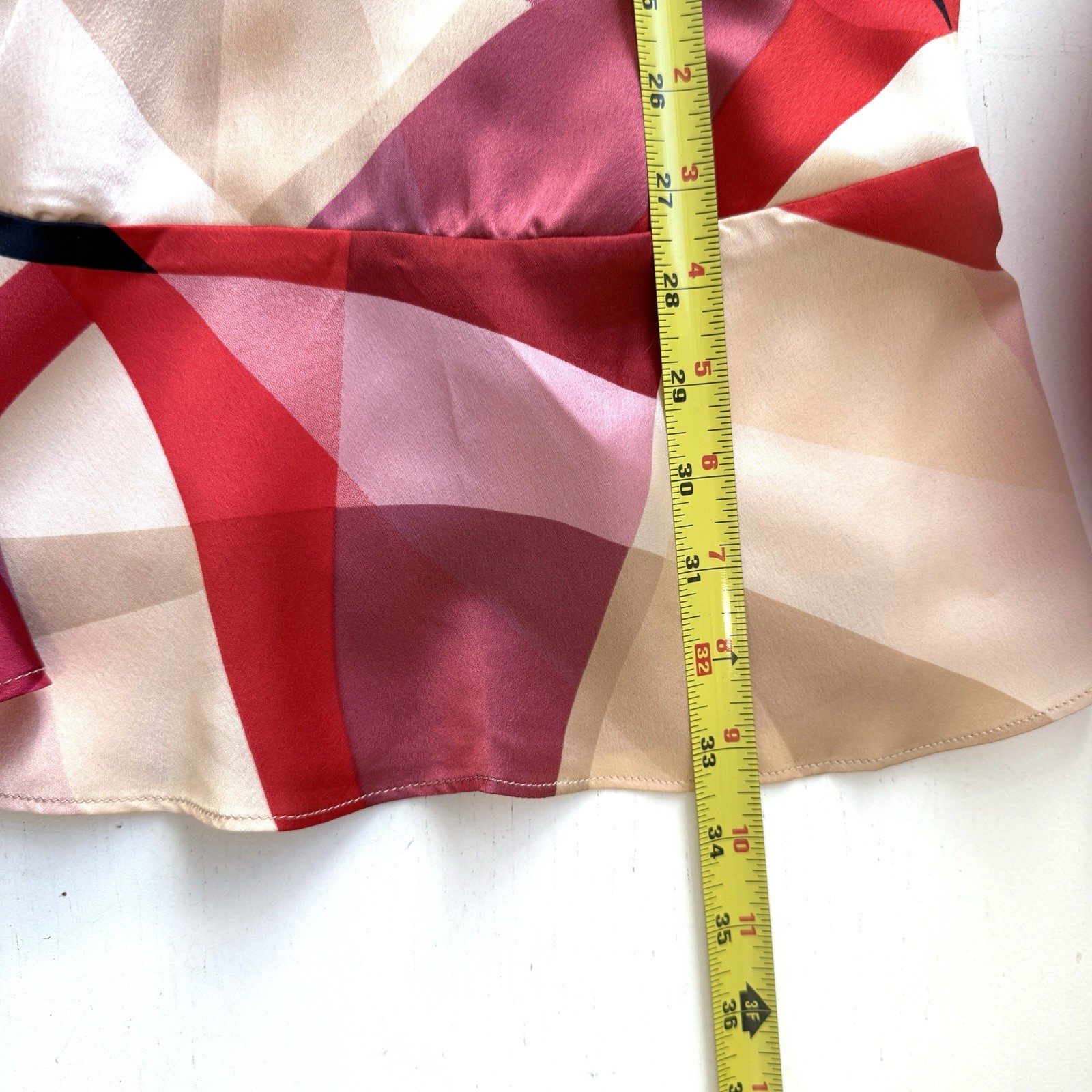 Pants Store DRESS LARGE Colorful Geometric Artsy Pink Red Mini Bow Wedding #154