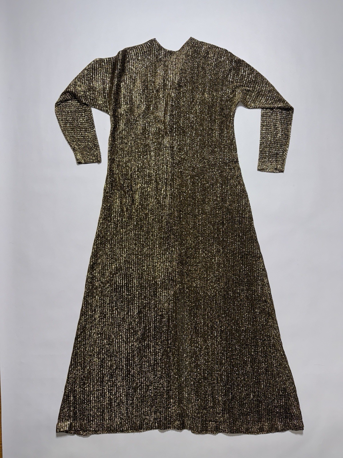 Halston IV 1980s Dorian Black Metallic Gold Lame Maxi Full Length Caftan Kaftan