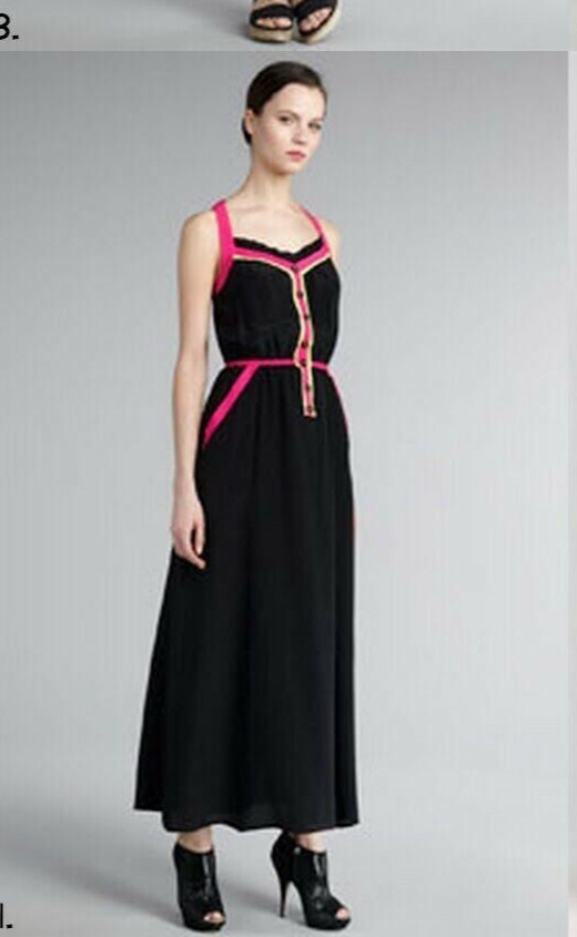 Oonagh by Nanette Lepore Hudson colourblock black neon pink Maxi Dress 0 IRRG