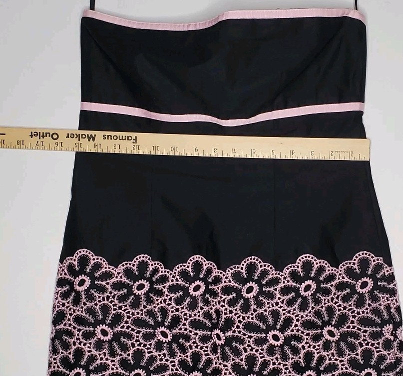 Cynthia Steffe Dress Medium Y2K Embroidered Flower Black Pink Whimsygoth Y2K