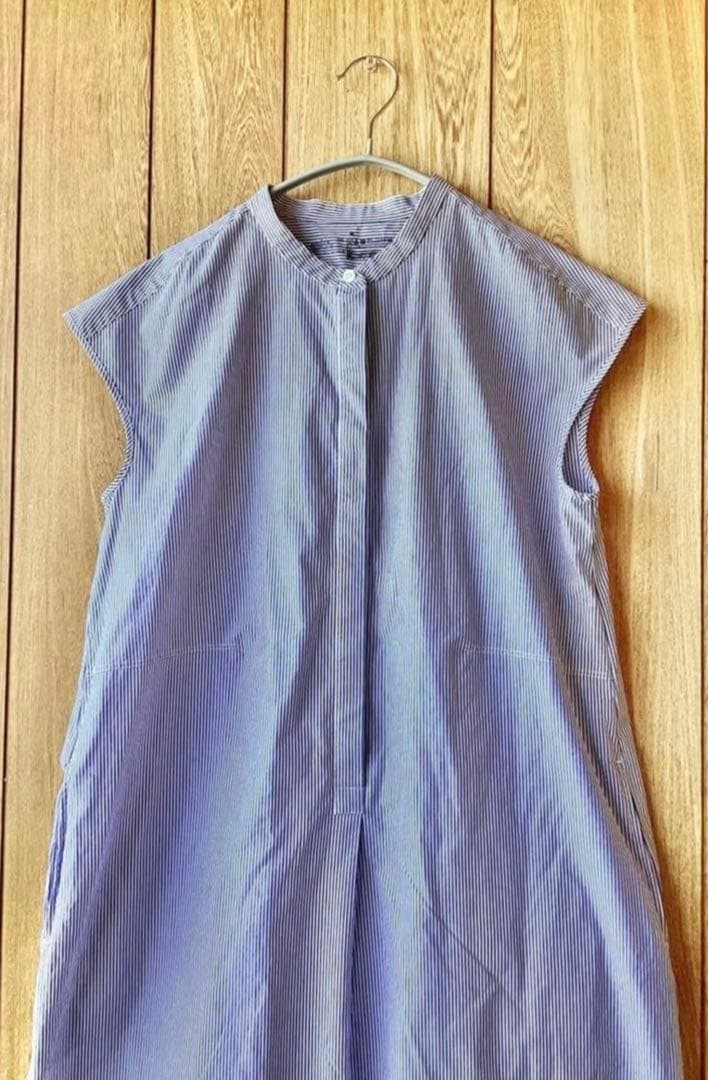 MUJI Long One Piece Stripe Natural Adult Casual Natural Life