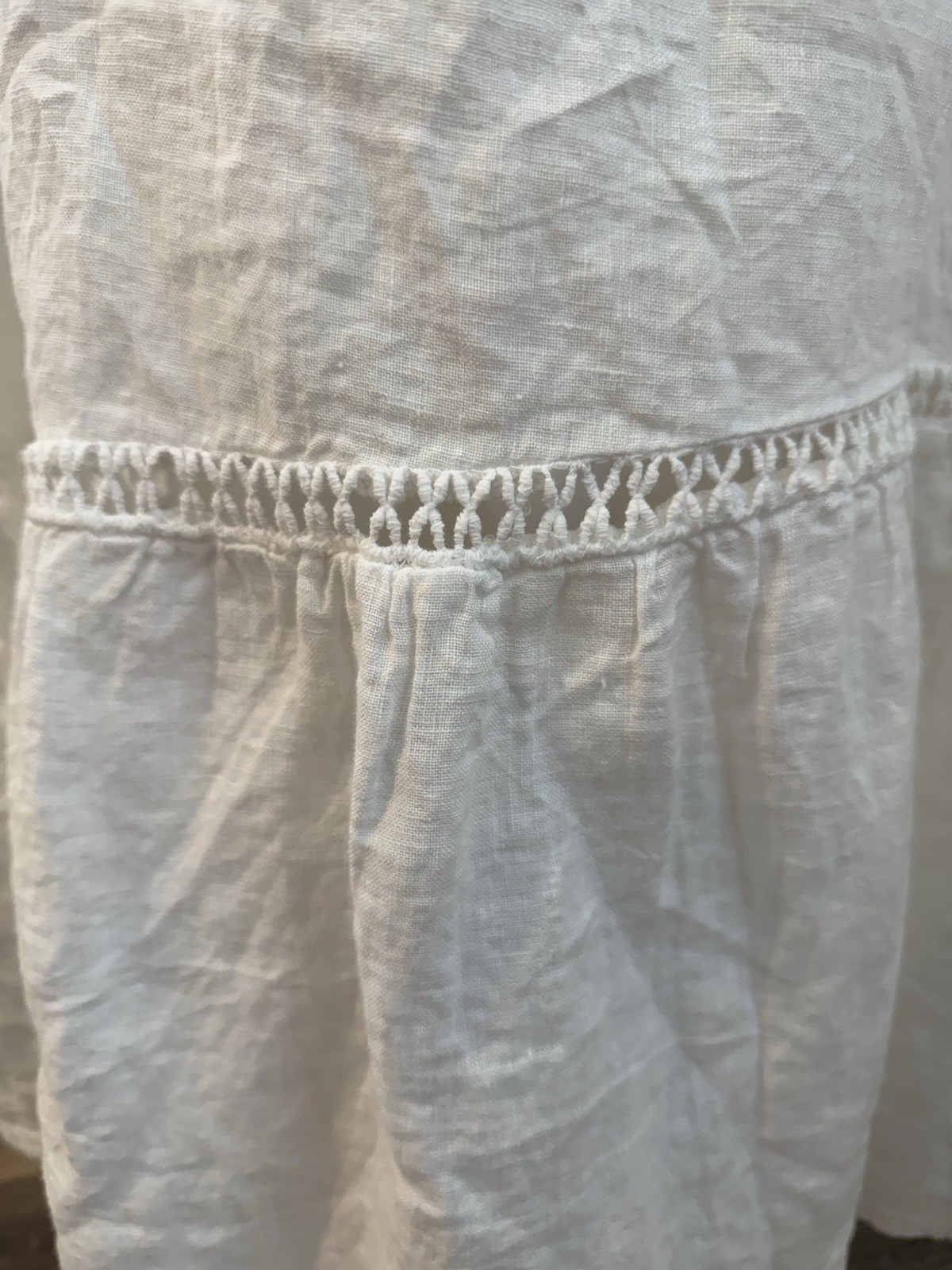 Valentina Naldi Linen Crochet Trim Beach Pics Summer midi Dress sz from Italy