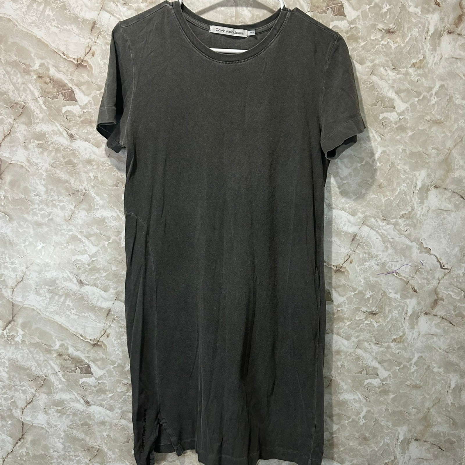 Calvin Klein Jeans Women’s Gray T-Shirt Dress Mini Casual Cotton Blend