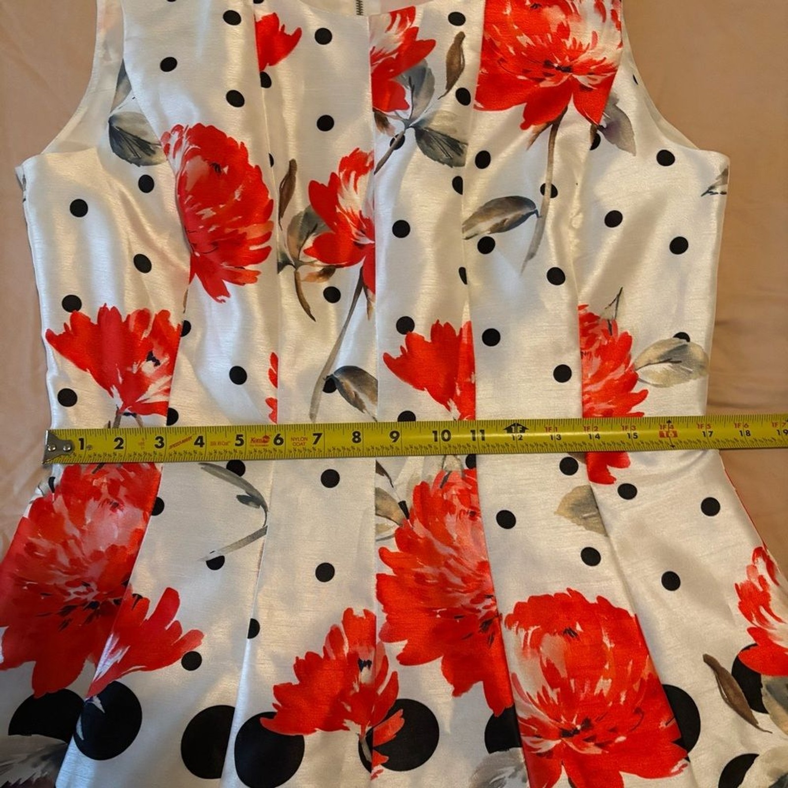 Samuel Dong Floral Polka Dot Fit & Flare Dress Size M Bold Statement Look