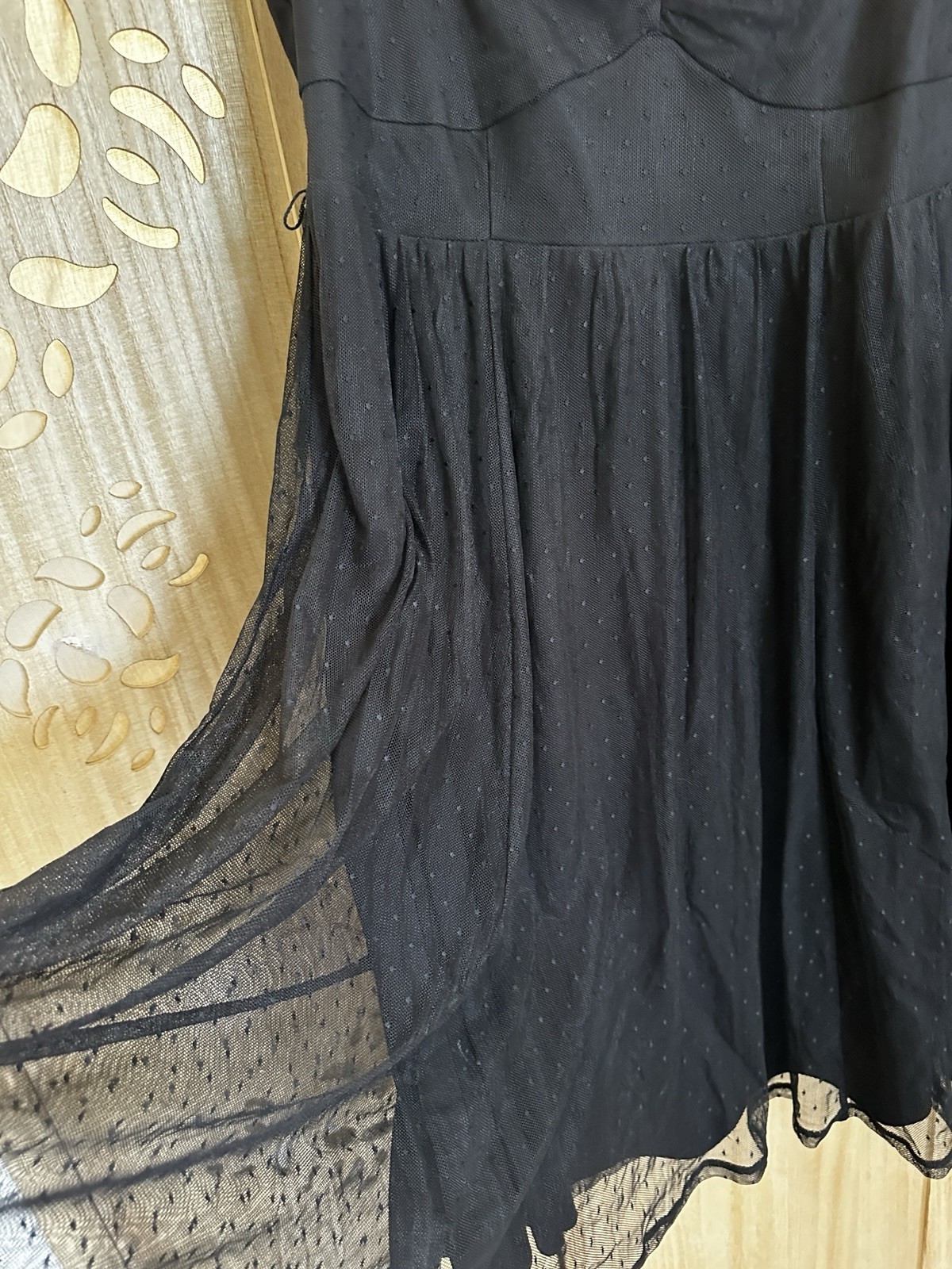 Torrid (1) Black Retro Chic Flock Dot Mesh Fit & Flare Swing Dress, XL 14-16