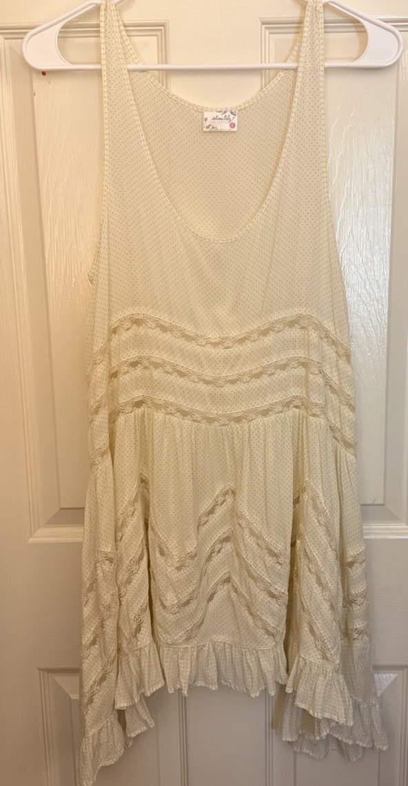 Free People Intimately Voile and Lace Trapeze Slip Mini Dress Tunic Top Small