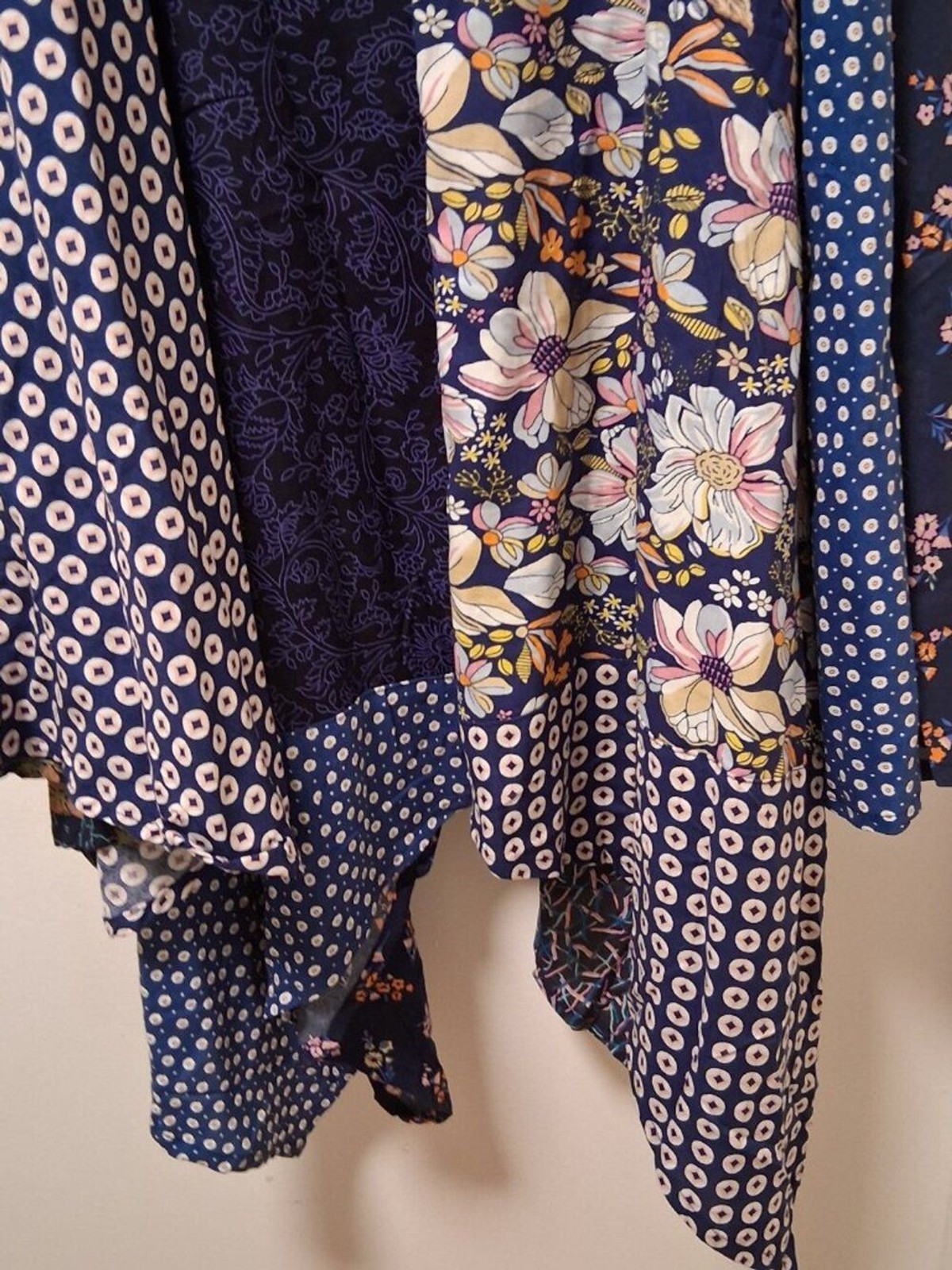 JADED gypsy Floral Patchwork Adjustable Straps Handkerchief Dress sz L/XL NWT