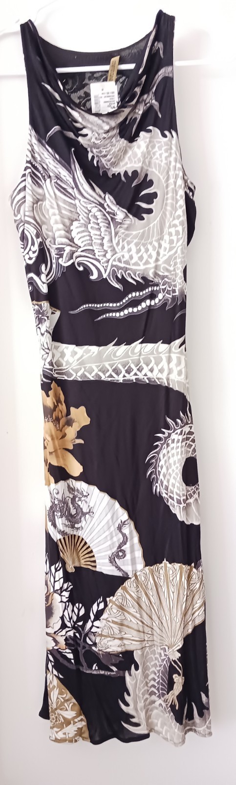 ROBERTO CAVALLI stretch +black Back Lace Dress, Sz IT 46