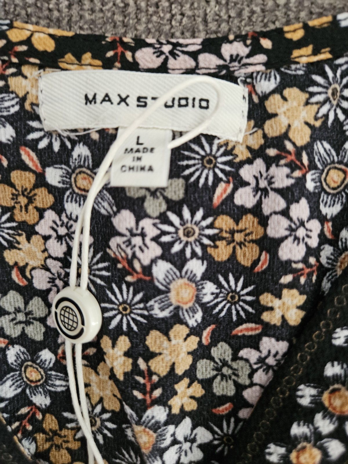 Max Studio Brown Black Floral Ruffle Maxi Dress VNeck Large Nordstrom New NWT!👗