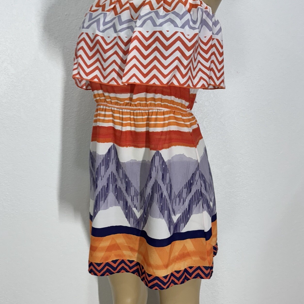 GLAM Polyester Light Weight Off The Shoulder Sun Dress Womens Size S Casual New