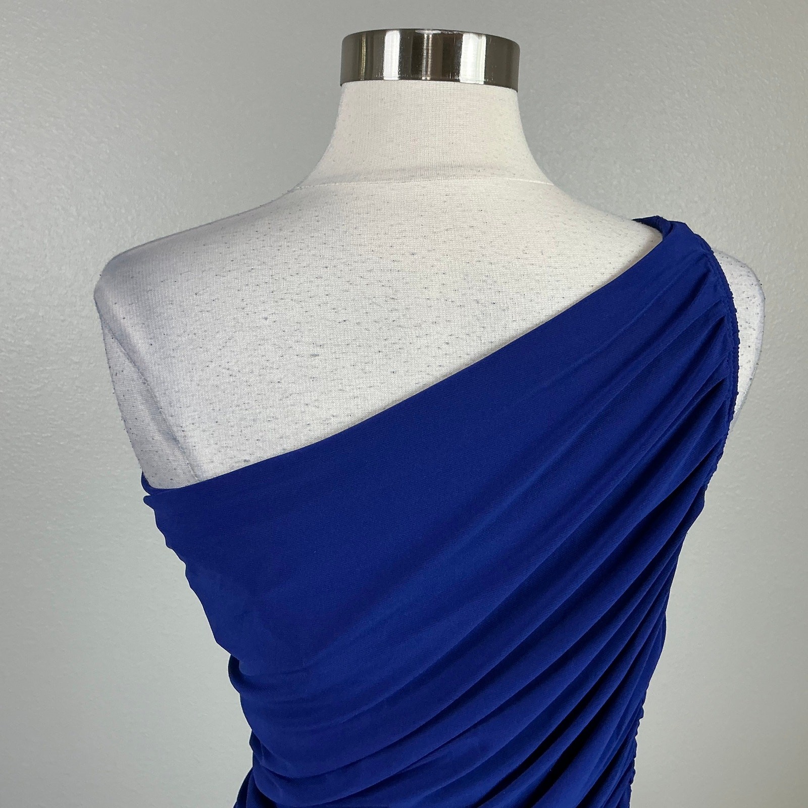 Betsy & Adam Blue Evening Gown One Shoulder Ruched Bodycon Formal Dress Size 6